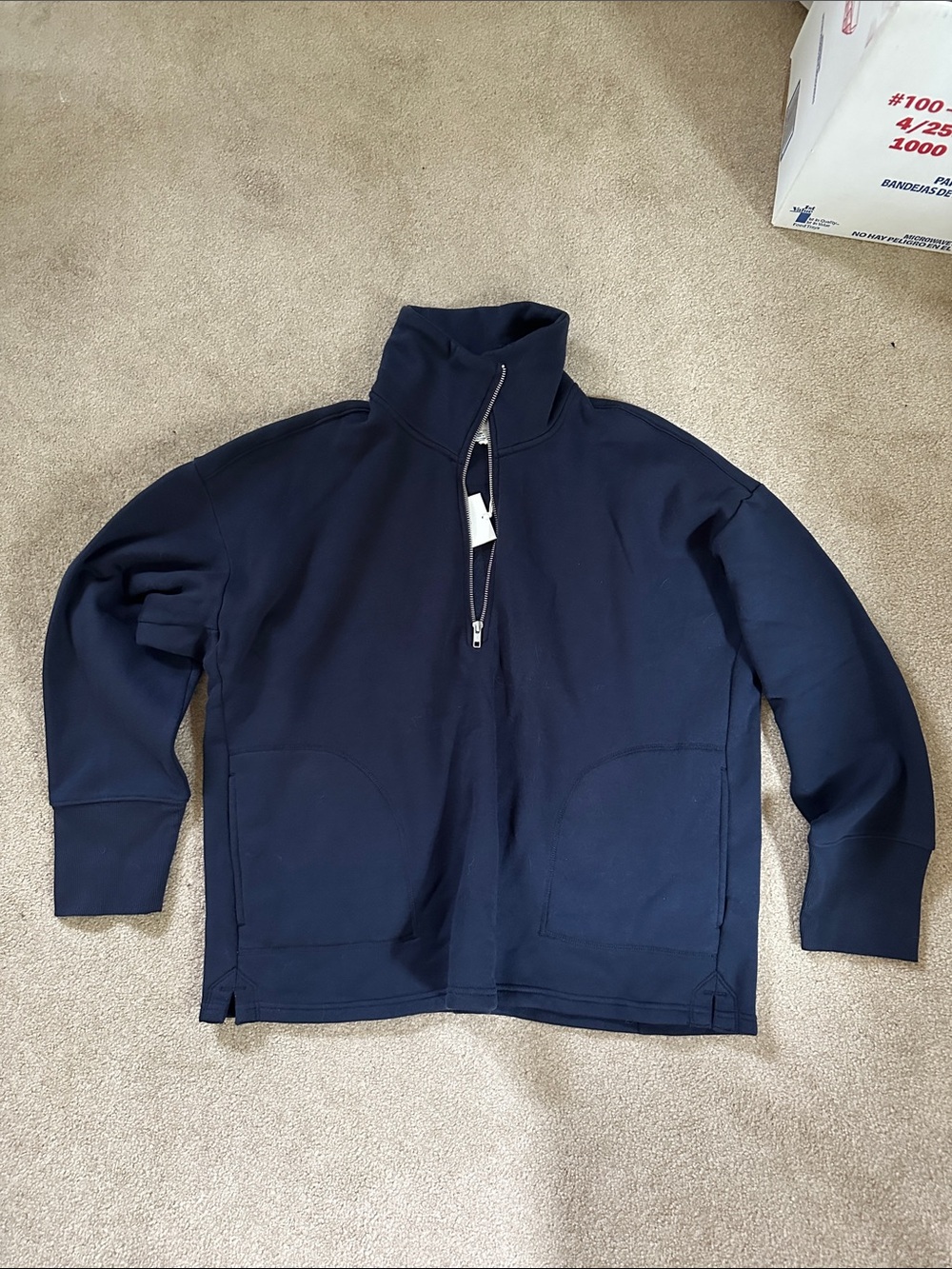 Free Assembly NWT Women’s Navy Blue Quarter-zip Sweatshirt with Pockets